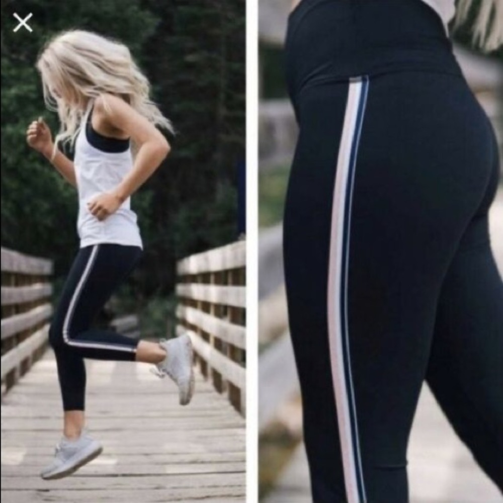 Zyia Active black side stripe leggings size 2